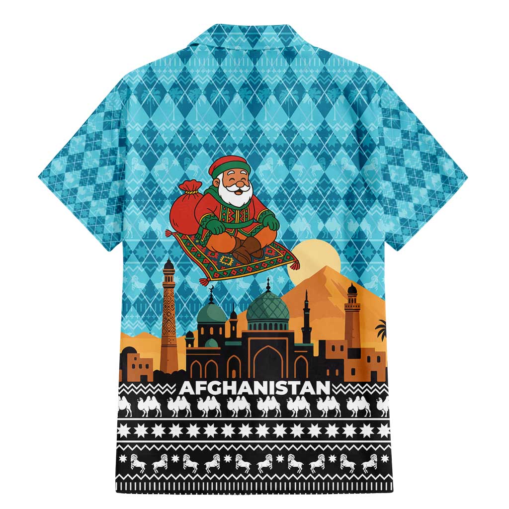 Afghanistan Christmas Family Matching Mermaid Dress and Hawaiian Shirt with Santa on Flying Carpet Mosque Camels and Desert Sunset Design - Wonder Print Shop