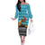 Afghanistan Christmas Family Matching Off The Shoulder Long Sleeve Dress and Hawaiian Shirt with Santa on Flying Carpet Mosque Camels and Desert Sunset Design - Wonder Print Shop