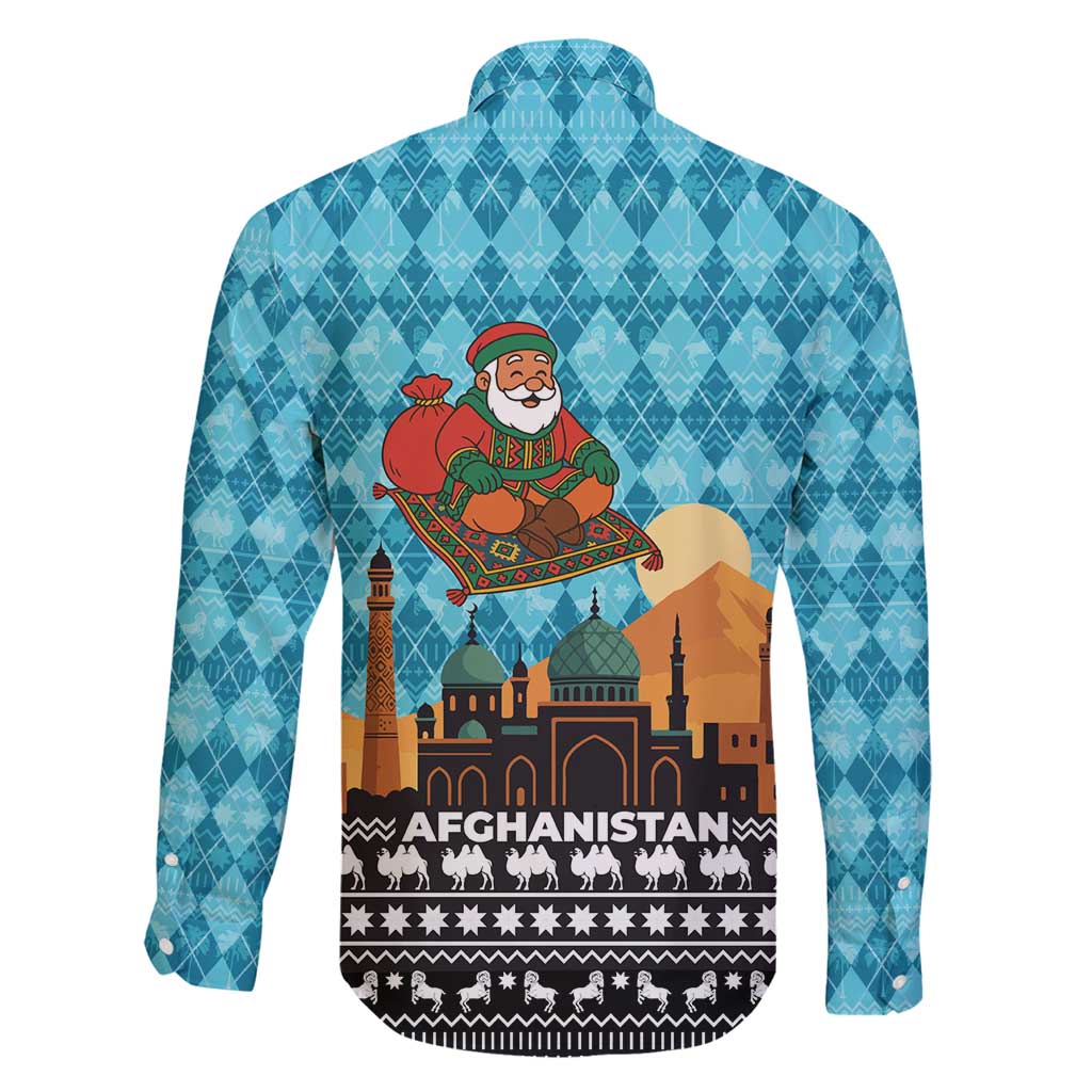 Afghanistan Christmas Family Matching Off Shoulder Maxi Dress and Hawaiian Shirt with Santa on Flying Carpet Mosque Camels and Desert Sunset Design - Wonder Print Shop