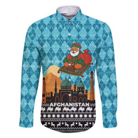 Afghanistan Christmas Family Matching Off Shoulder Short Dress and Hawaiian Shirt with Santa on Flying Carpet Mosque Camels and Desert Sunset Design - Wonder Print Shop