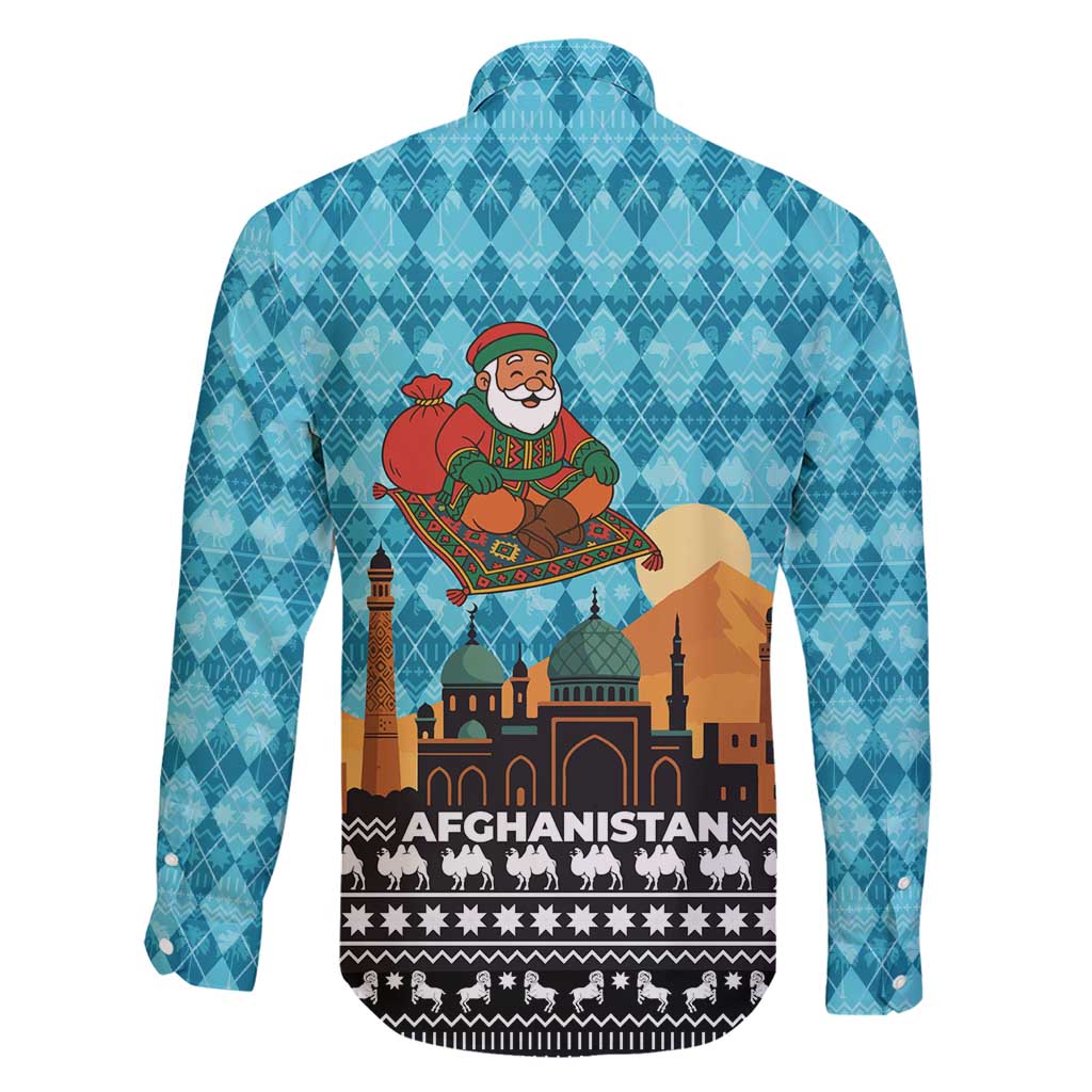 Afghanistan Christmas Family Matching Short Sleeve Bodycon Dress and Hawaiian Shirt with Santa on Flying Carpet Mosque Camels and Desert Sunset Design - Wonder Print Shop