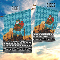 Afghanistan Christmas Garden Flag with Santa on Flying Carpet Mosque Camels and Desert Sunset Design - Wonder Print Shop