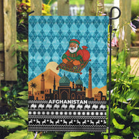 Afghanistan Christmas Garden Flag with Santa on Flying Carpet Mosque Camels and Desert Sunset Design - Wonder Print Shop