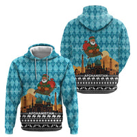 Afghanistan Christmas Hoodie with Santa on Flying Carpet Mosque Camels and Desert Sunset Design - Wonder Print Shop