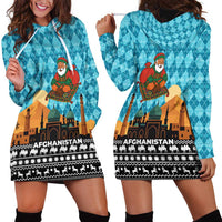 Afghanistan Christmas Hoodie Dress with Santa on Flying Carpet Mosque Camels and Desert Sunset Design - Wonder Print Shop