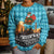 Afghanistan Christmas Kid Ugly Christmas Sweater with Santa on Flying Carpet Mosque Camels and Desert Sunset Design - Wonder Print Shop