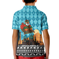 Afghanistan Christmas Kid Polo Shirt with Santa on Flying Carpet Mosque Camels and Desert Sunset Design - Wonder Print Shop