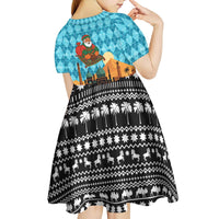 Afghanistan Christmas Kid Short Sleeve Dress with Santa on Flying Carpet Mosque Camels and Desert Sunset Design - Wonder Print Shop