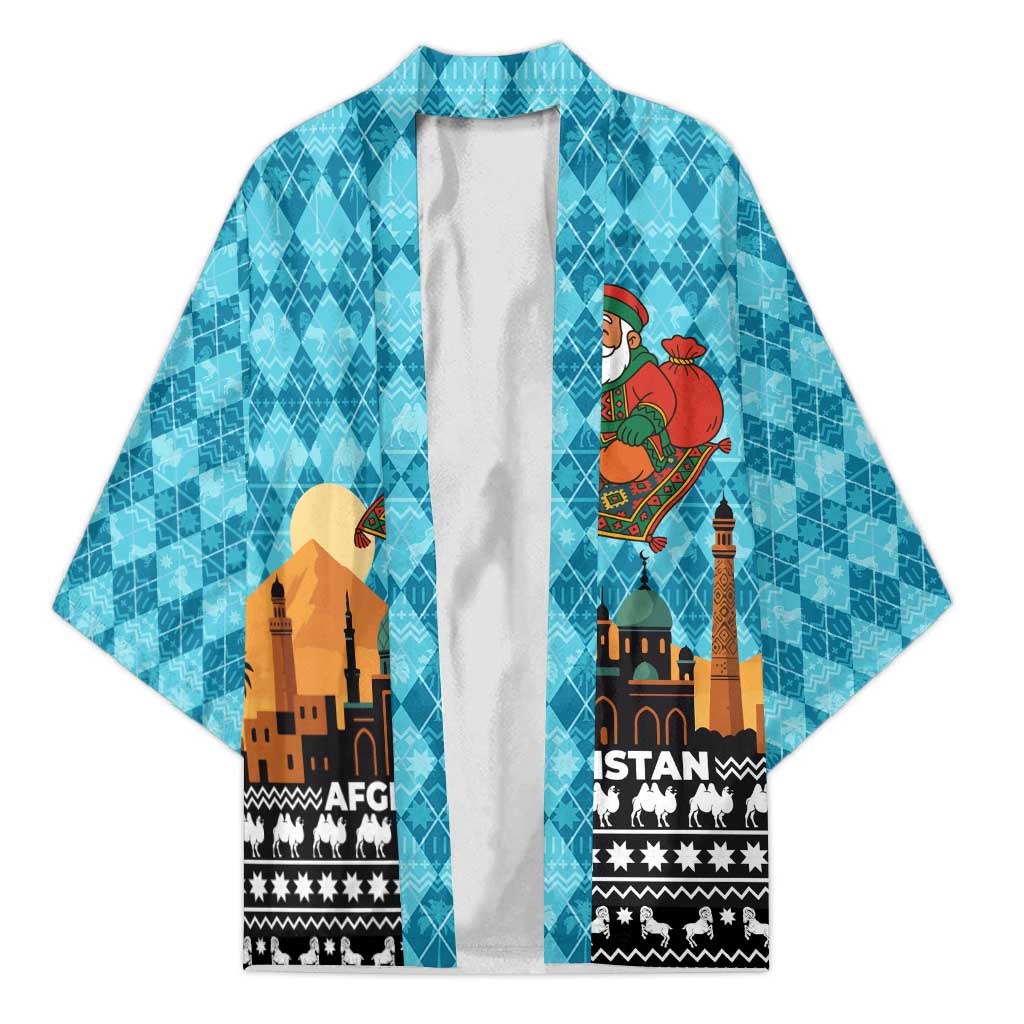 Afghanistan Christmas Kimono with Santa on Flying Carpet Mosque Camels and Desert Sunset Design - Wonder Print Shop