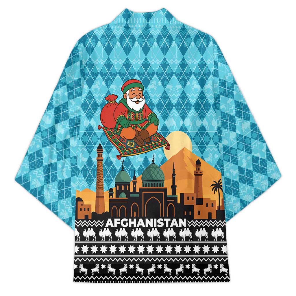 Afghanistan Christmas Kimono with Santa on Flying Carpet Mosque Camels and Desert Sunset Design - Wonder Print Shop