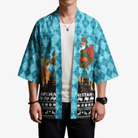 Afghanistan Christmas Kimono with Santa on Flying Carpet Mosque Camels and Desert Sunset Design - Wonder Print Shop