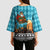 Afghanistan Christmas Kimono Sleeve Blouse with Santa on Flying Carpet Mosque Camels and Desert Sunset Design - Wonder Print Shop