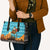 Afghanistan Christmas Leather Bag with Santa on Flying Carpet Mosque Camels and Desert Sunset Design - Wonder Print Shop