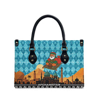 Afghanistan Christmas Leather Bag with Santa on Flying Carpet Mosque Camels and Desert Sunset Design - Wonder Print Shop