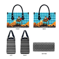 Afghanistan Christmas Leather Bag with Santa on Flying Carpet Mosque Camels and Desert Sunset Design - Wonder Print Shop