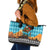 Afghanistan Christmas Leather Tote Bag with Santa on Flying Carpet Mosque Camels and Desert Sunset Design - Wonder Print Shop