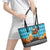 Afghanistan Christmas Leather Tote Bag with Santa on Flying Carpet Mosque Camels and Desert Sunset Design - Wonder Print Shop