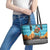 Afghanistan Christmas Leather Tote Bag with Santa on Flying Carpet Mosque Camels and Desert Sunset Design - Wonder Print Shop