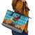 Afghanistan Christmas Leather Tote Bag with Santa on Flying Carpet Mosque Camels and Desert Sunset Design - Wonder Print Shop