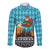 Afghanistan Christmas Long Sleeve Button Shirt with Santa on Flying Carpet Mosque Camels and Desert Sunset Design - Wonder Print Shop