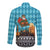 Afghanistan Christmas Long Sleeve Button Shirt with Santa on Flying Carpet Mosque Camels and Desert Sunset Design - Wonder Print Shop