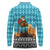 Afghanistan Christmas Long Sleeve Polo Shirt with Santa on Flying Carpet Mosque Camels and Desert Sunset Design - Wonder Print Shop