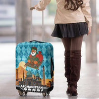 Afghanistan Christmas Luggage Cover with Santa on Flying Carpet Mosque Camels and Desert Sunset Design - Wonder Print Shop
