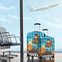 Afghanistan Christmas Luggage Cover with Santa on Flying Carpet Mosque Camels and Desert Sunset Design - Wonder Print Shop