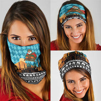 Afghanistan Christmas Neck Gaiter with Santa on Flying Carpet Mosque Camels and Desert Sunset Design - Wonder Print Shop