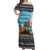 Afghanistan Christmas Off Shoulder Maxi Dress with Santa on Flying Carpet Mosque Camels and Desert Sunset Design - Wonder Print Shop