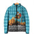 Afghanistan Christmas Padded Jacket with Santa on Flying Carpet Mosque Camels and Desert Sunset Design - Wonder Print Shop