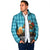Afghanistan Christmas Padded Jacket with Santa on Flying Carpet Mosque Camels and Desert Sunset Design - Wonder Print Shop