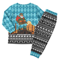 Afghanistan Christmas Pajama Set with Santa on Flying Carpet Mosque Camels and Desert Sunset Design - Wonder Print Shop
