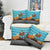 Afghanistan Christmas Pillow Cover with Santa on Flying Carpet Mosque Camels and Desert Sunset Design - Wonder Print Shop