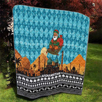 Afghanistan Christmas Quilt with Santa on Flying Carpet Mosque Camels and Desert Sunset Design - Wonder Print Shop