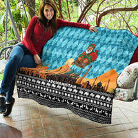 Afghanistan Christmas Quilt with Santa on Flying Carpet Mosque Camels and Desert Sunset Design - Wonder Print Shop