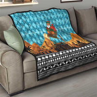 Afghanistan Christmas Quilt with Santa on Flying Carpet Mosque Camels and Desert Sunset Design - Wonder Print Shop