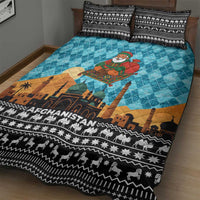 Afghanistan Christmas Quilt Bed Set with Santa on Flying Carpet Mosque Camels and Desert Sunset Design - Wonder Print Shop