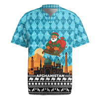 Afghanistan Christmas Rugby Jersey with Santa on Flying Carpet Mosque Camels and Desert Sunset Design - Wonder Print Shop