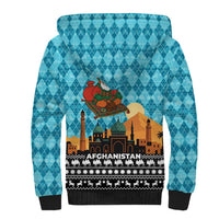 Afghanistan Christmas Sherpa Hoodie with Santa on Flying Carpet Mosque Camels and Desert Sunset Design - Wonder Print Shop