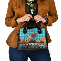 Afghanistan Christmas Shoulder Handbag with Santa on Flying Carpet Mosque Camels and Desert Sunset Design - Wonder Print Shop