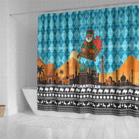 Afghanistan Christmas Shower Curtain with Santa on Flying Carpet Mosque Camels and Desert Sunset Design - Wonder Print Shop
