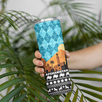 Afghanistan Christmas Skinny Tumbler with Santa on Flying Carpet Mosque Camels and Desert Sunset Design - Wonder Print Shop