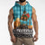 Afghanistan Christmas Sleeveless Hoodie with Santa on Flying Carpet Mosque Camels and Desert Sunset Design - Wonder Print Shop