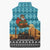 Afghanistan Christmas Sleeveless Puffer Jacket with Santa on Flying Carpet Mosque Camels and Desert Sunset Design - Wonder Print Shop