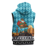 Afghanistan Christmas Sleeveless Zip Hoodie with Santa on Flying Carpet Mosque Camels and Desert Sunset Design - Wonder Print Shop