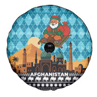 Afghanistan Christmas Spare Tire Cover with Santa on Flying Carpet Mosque Camels and Desert Sunset Design - Wonder Print Shop