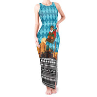 Afghanistan Christmas Tank Maxi Dress with Santa on Flying Carpet Mosque Camels and Desert Sunset Design - Wonder Print Shop