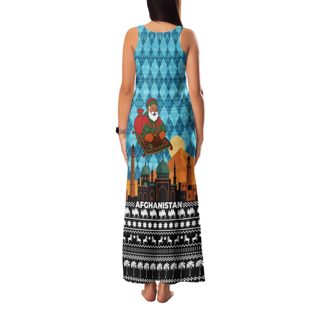 Afghanistan Christmas Tank Maxi Dress with Santa on Flying Carpet Mosque Camels and Desert Sunset Design - Wonder Print Shop