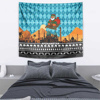 Afghanistan Christmas Tapestry with Santa on Flying Carpet Mosque Camels and Desert Sunset Design - Wonder Print Shop